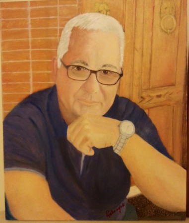 Lino il grande chef olio su tela 50x60 collezione privata